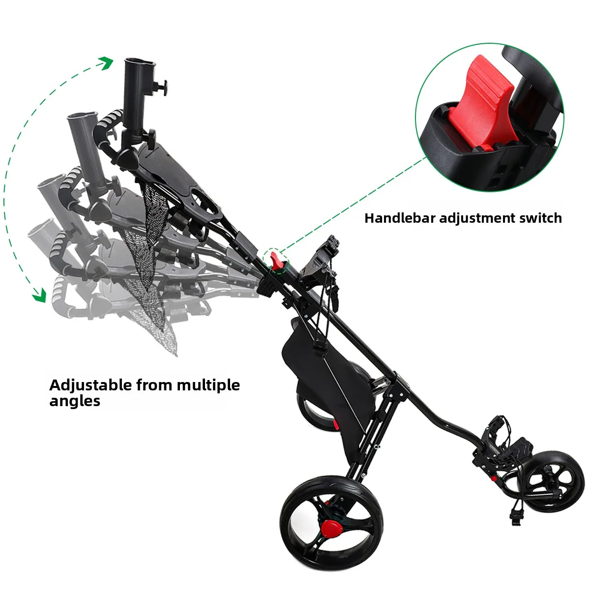 عربة حقيبة الجولف قابلة للطي مع حامل مظلة غلاية #3