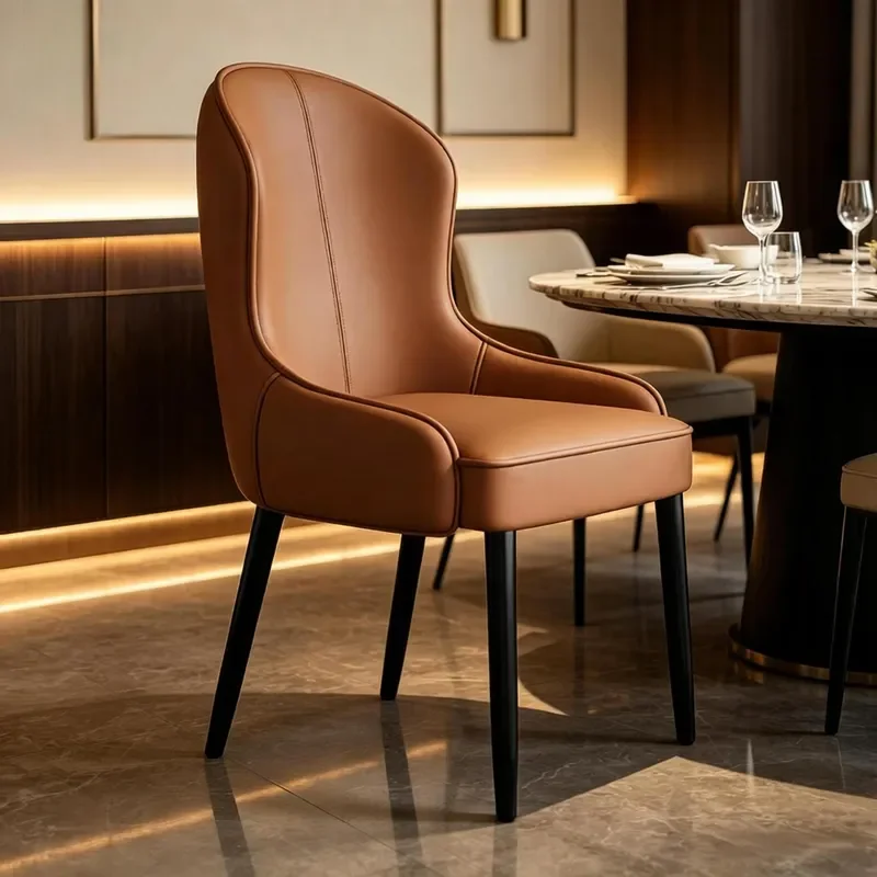for Internet Celebrity Light Luxury Leather Armrest Dining Chair Waterproof Anti-fouling Easy Care Catering Home Restaurant