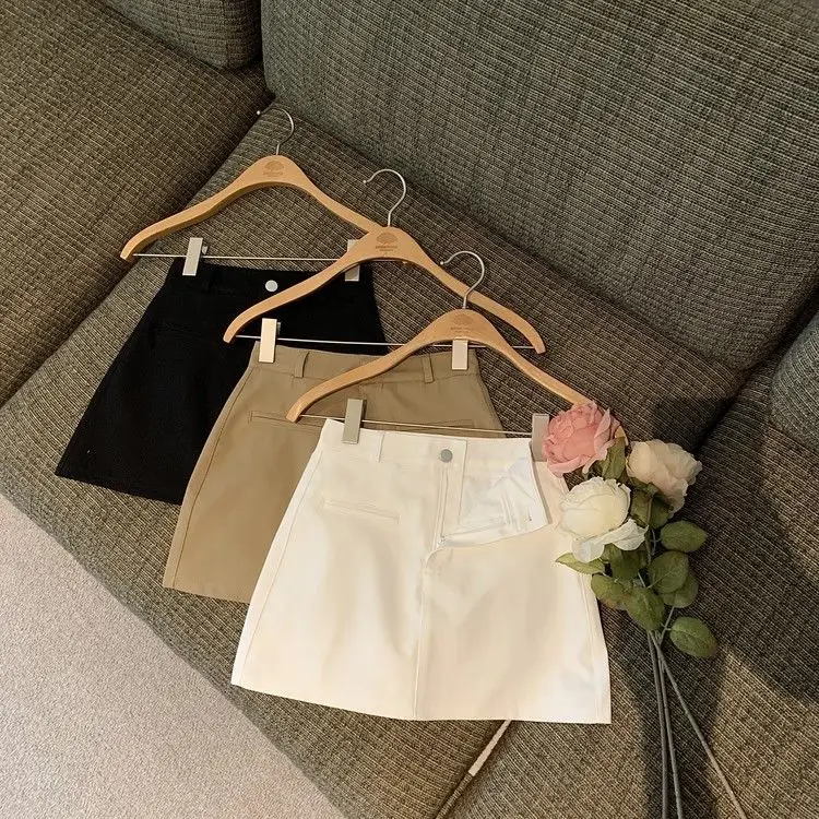 Fashion High Waist A Line Skirt Women Summer Solid Color Mini Skirts Shorts Woman Korean Street Slim Fit Streetwear Faldas New