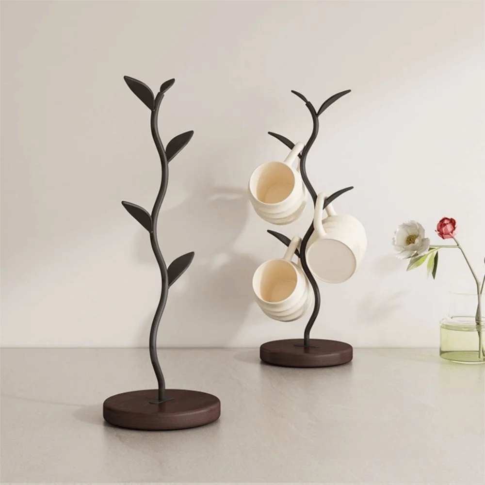 

Practical Tree Shape Coffee Mug Holder Anti Rust Easy Access Cup Display Stand 4 Hooks Free-Standing Water Cup Hanger Home