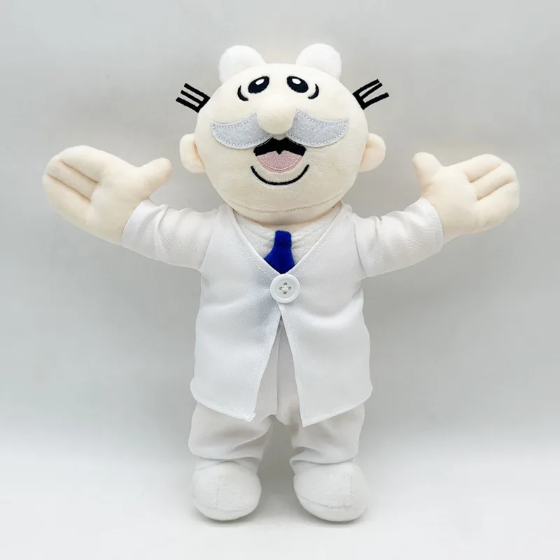 New Cartoon Mascot Dr. Simi Plush Doll Toy Fat And White Bearded Old Man With White Coatand Blue Tie Stuffed Doll Toy Gifts