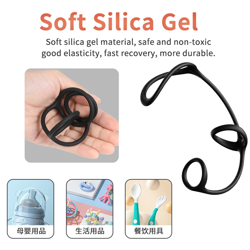 Three-in-one Cock Ring Silicone Penis Ring Triple Penis Lock Ring Penis Delay Ejaculation Sex Toys for Men Erection Enhance Ring