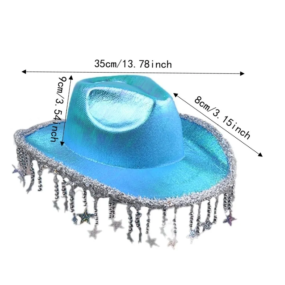 Bling Glitter Cowboy Hat Luminous LED Pearlescent Retro Cowboy Hat Pink Neon Light Western Hat Horseback Riding