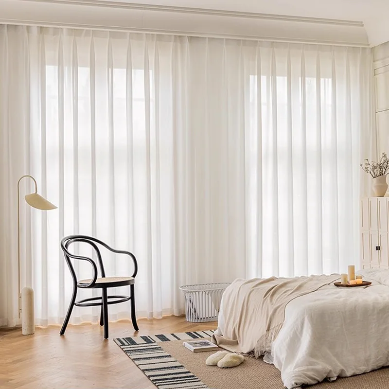 2pcs Balcony White Sheer Curtains Sheer Curtains Light-Transmitting but Not Transparent Suitable for Balcony Bedroom Sun Protect