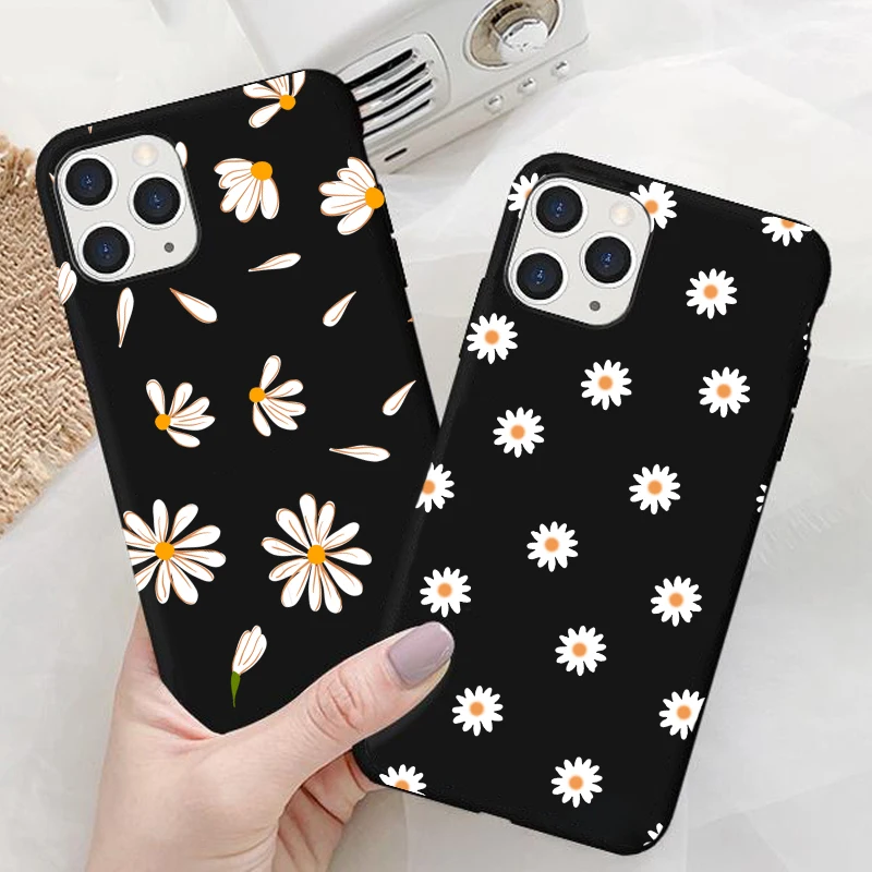 Phone Case For iPhone 14 13 12 11 Pro Max Mini X XS XR Funda For iPhone 7 8 Plus Art Floral Daisy Case Silicone Accessorie Cover