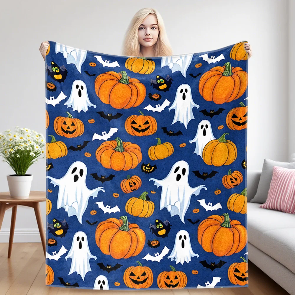 Halloween -Night Flannel Blankets Are Suitable For Sofas, Men's Room Decorations, Thick And Warm Gifts For Teenagers