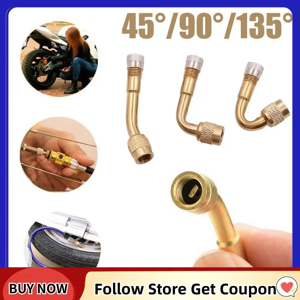 Brass Pneumatic Tire Valve Stem with Extended Adapter Is Suitable for Elbow Auto and Motorcycle Parts 45/90/135 Degree Angle