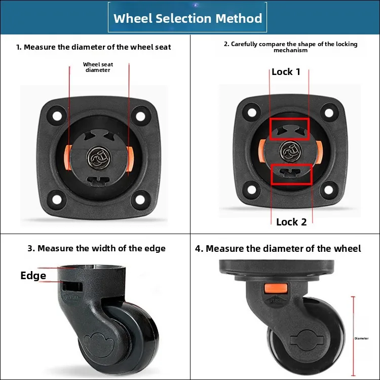 

Universal Wheel Lage Tool Box Wheel Bag Accories Travel Suitcase Foot Wheel Lage Leather Bag Slide Wheel Removal
