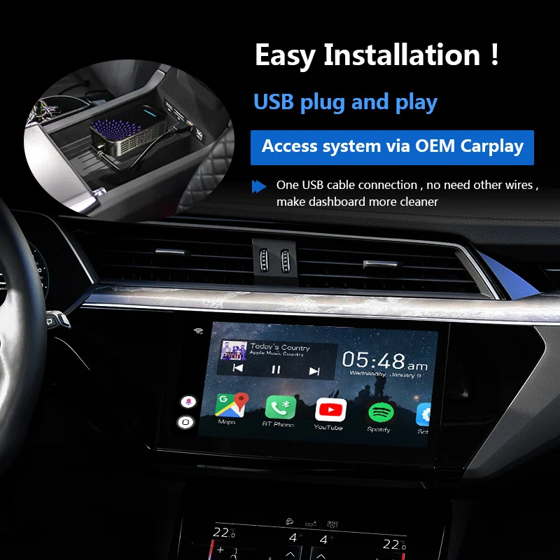 Android Carplay รถกล้องอินเทอร์เฟซวิดีโอถอดรหัสกล่อง Universal