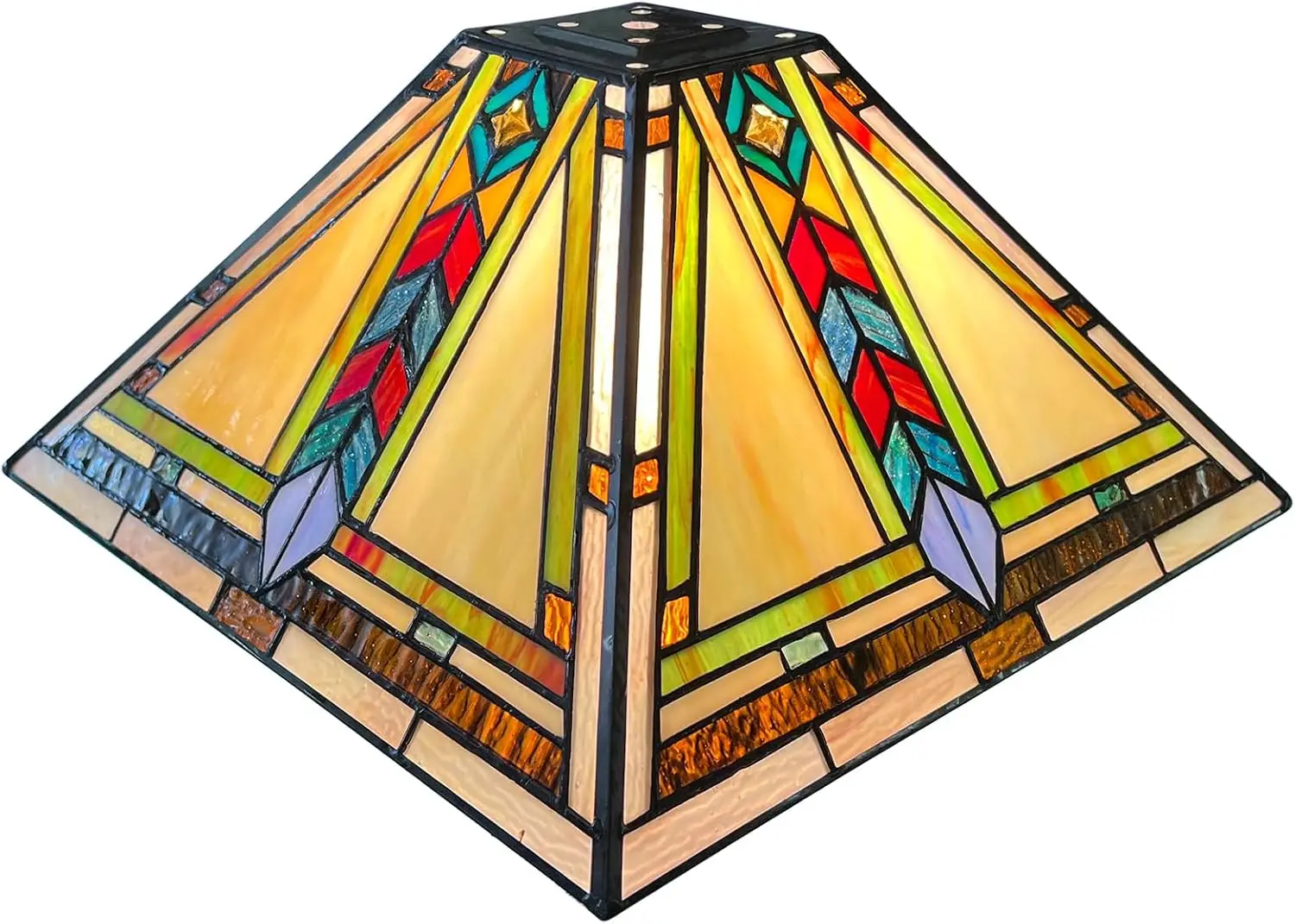 Tiffany Lamp Shade 12 Inches Wide Accessories Replacement Firecracker Style Stained Glass Lampshade for Table Lamp