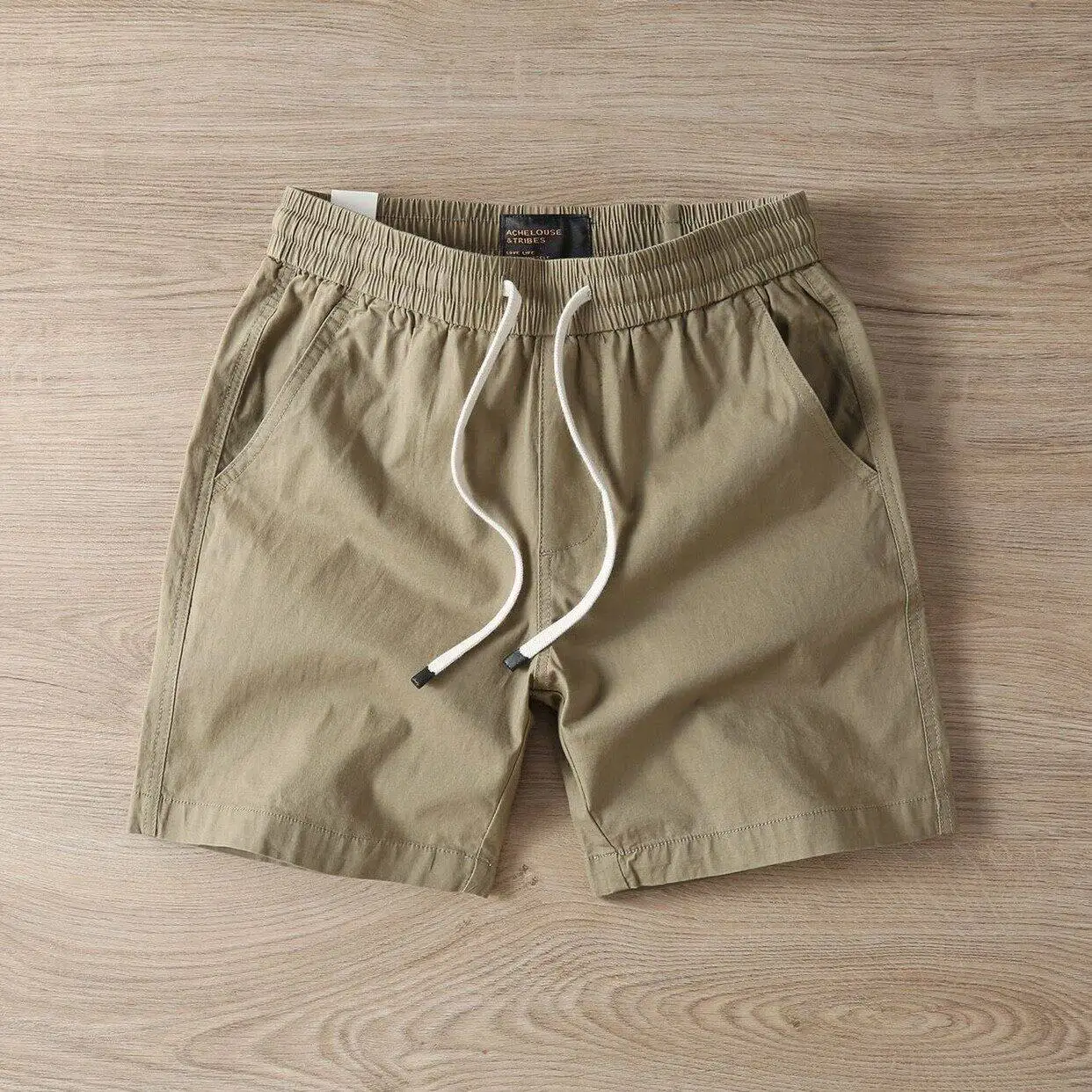 Summer New Men's Cotton Short Shorts Knee-High Elastic Sports Beach Three-Quarter Length Casual Fashionable City Walk Shorts