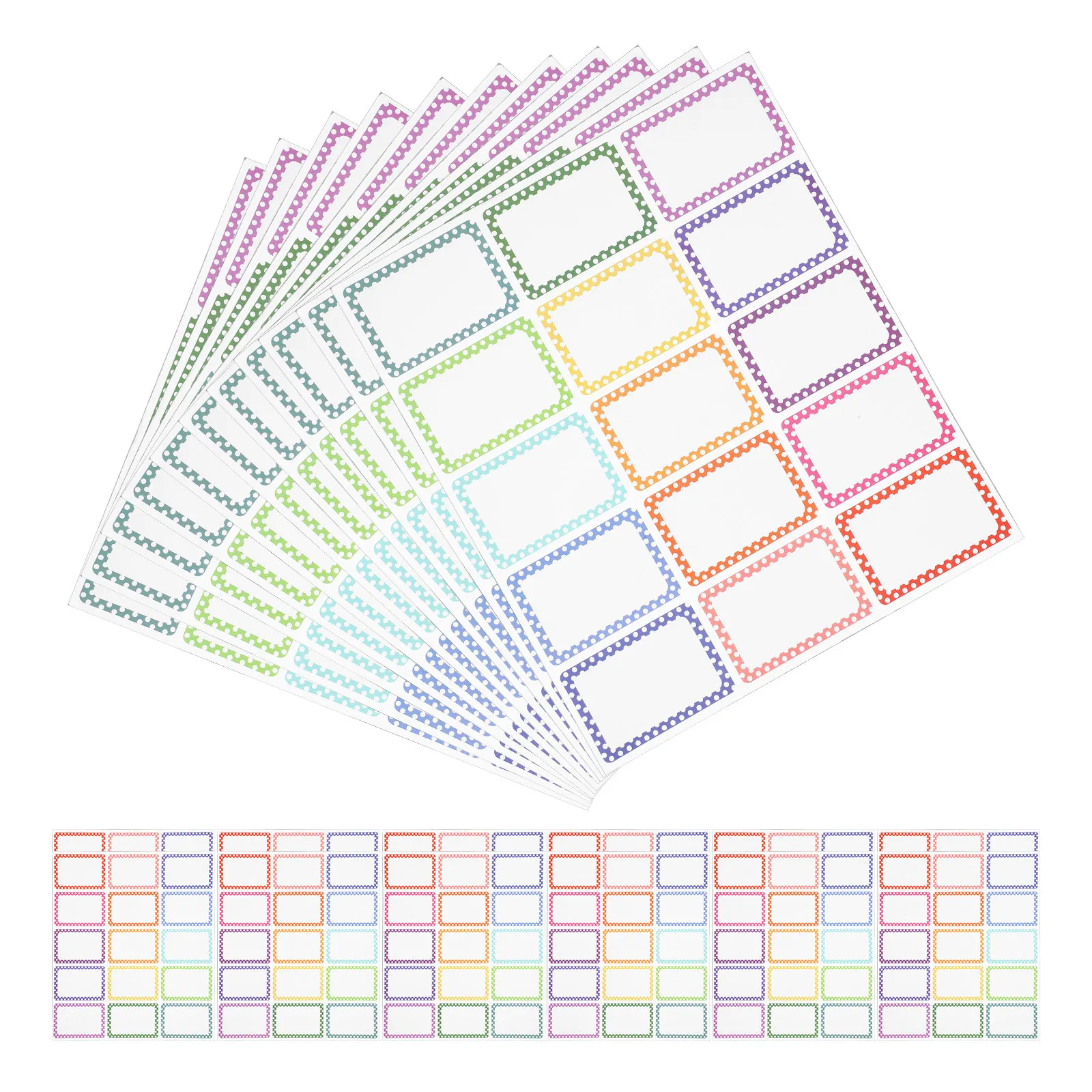 

23 Sheets Multipurpose Name Label Stickers Colorful Borders Blank Area Peel-and-Stick Adhesive for Students Teachers Homes