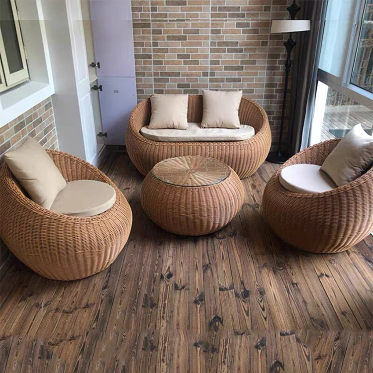 Factory Sale 4 Pcs Patio Balcony Outdoor Wicker Rattan Villa Courtyard Aluminum Waterproof Garden Sectional Sofa Set
