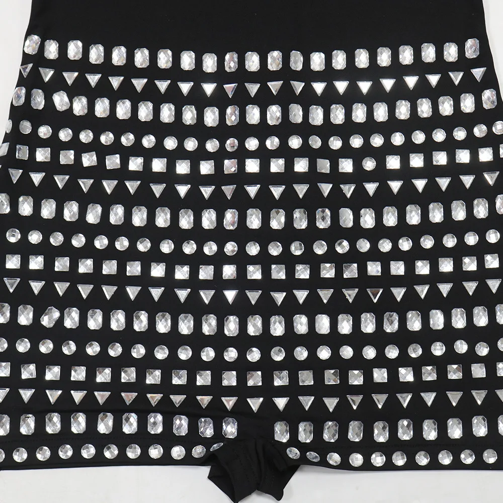 HBLL ملابس نسائية قطعة واحدة بدلة رومبير ضيقة مثيرة بأكمام طويلة نحيلة لحفلات النادي بأحجار الراين بدلة لعب كريستالية