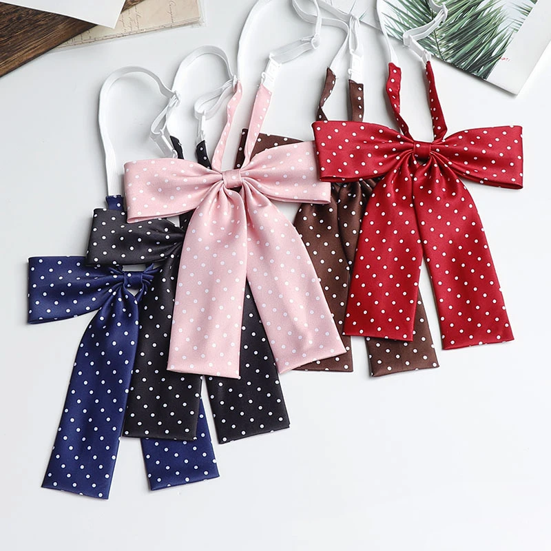 2025 nueva moda pajaritas de lunares Preppy Chic JK corbatas mujeres puntos rojos de gran tamaño mariposa Collar corbata uniforme camisa Cravat