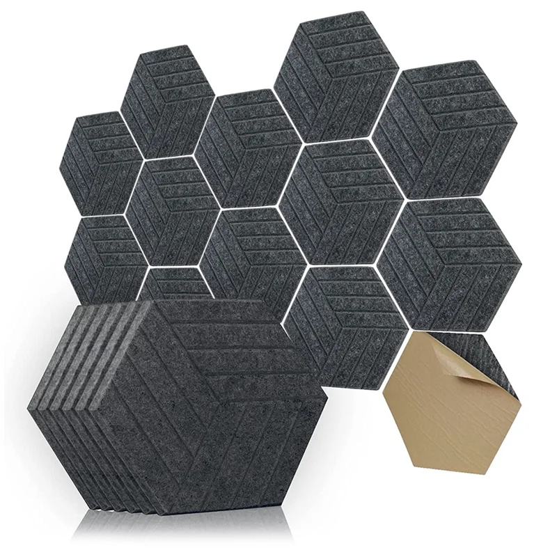 Sound Proof Panels Hexagon Self-Adhesive,12 Pcs Acoustic Panel, Sound Dampening Panel for Studio Office Home,3