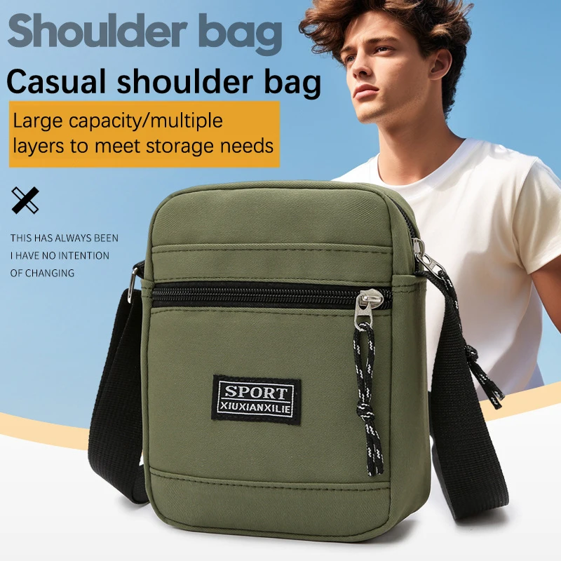 Men's Shoulder Bag Business Leisure Large Capacity Portable Handbag Multi Layer Waterproof Summer Male's Crossbody Bags