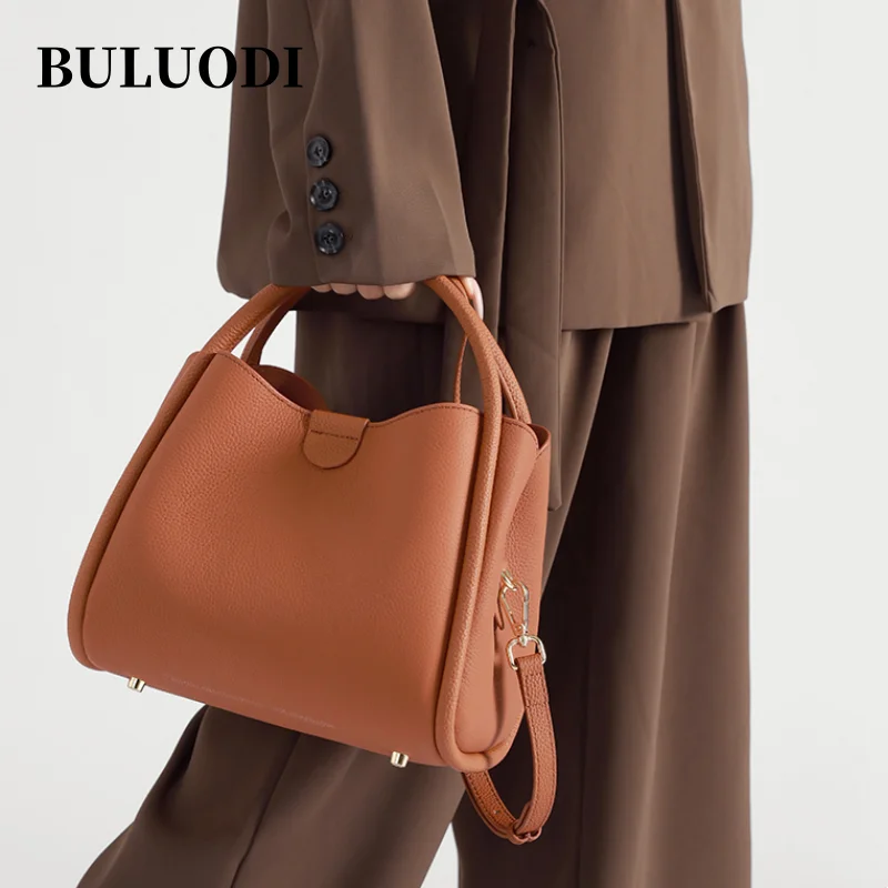 

Luxury Female Crossbody Designer Bags Genuine Cowhide Leather Women's Handbag Large Capacity Bucket Shoulder Bag For Ladies