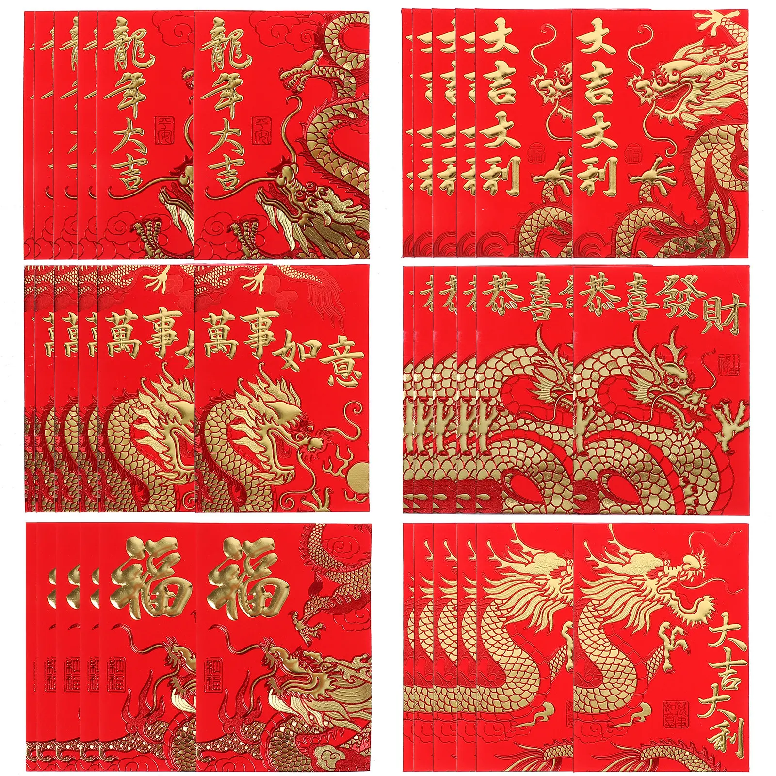 60Pcs Red Packet Paper Red Envelopes Traditional Creative Design Chinese New Year Moon Festival Lucky Money Pockets