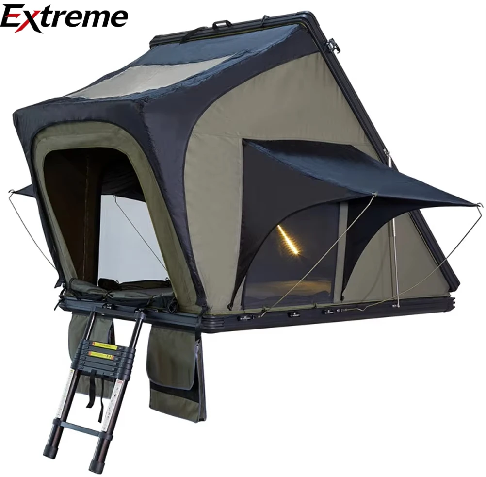 EXTREME Quick Setup Pop Up Roof Top Tent with Solar Port and USB Charging for Camping Hunting Fishing Trip