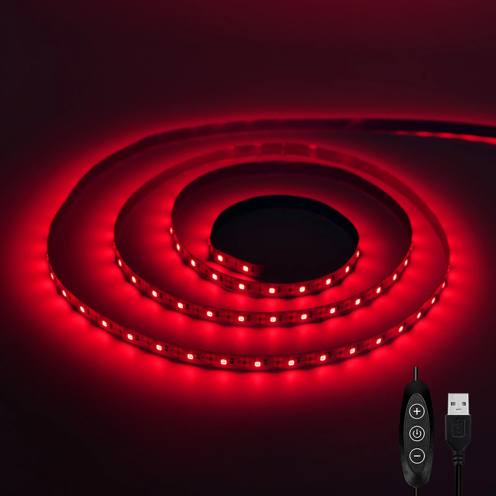 660nm Red Light Strip 6.6FT 120LEDs USB Powered, Dimmable Red LED Light Strip 5V 2A, Grow Light for Indoor Plants, Sleep Light