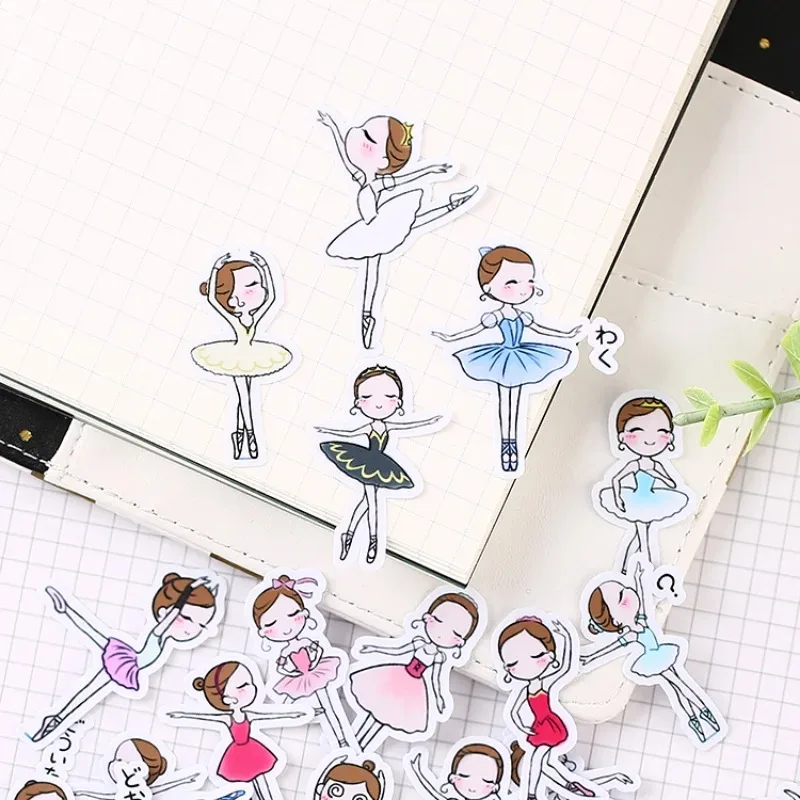31 Uds. De pegatinas de papel divertidas para niñas de Ballet, calcomanías de contabilidad caseras en ordenador portátil/álbum de recortes decorativo/pegatinas DIY