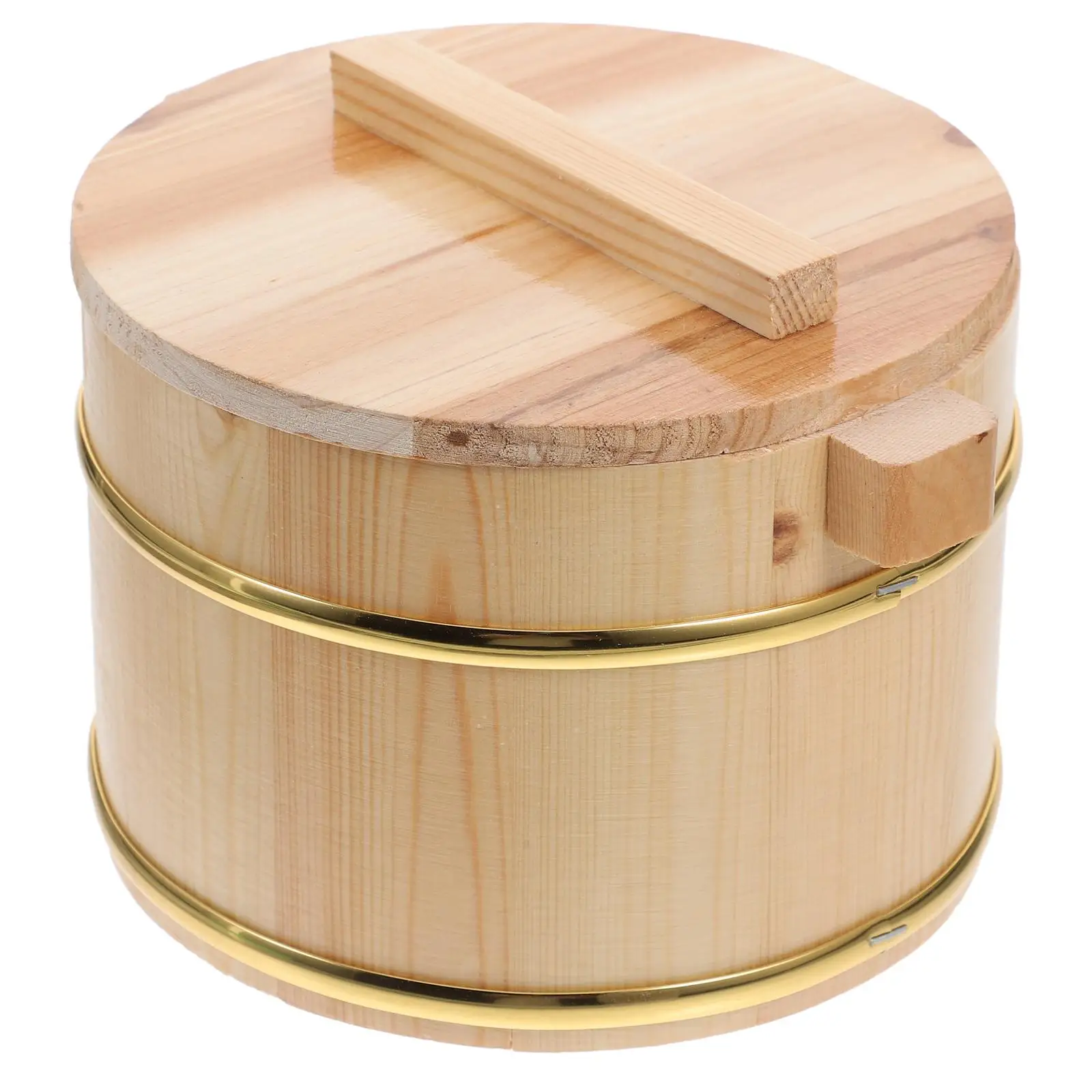 

Food Containers with Lids Rice Storage Wooden Barrel Japanese Mixing Bucket Tub Paper Holder Khaki