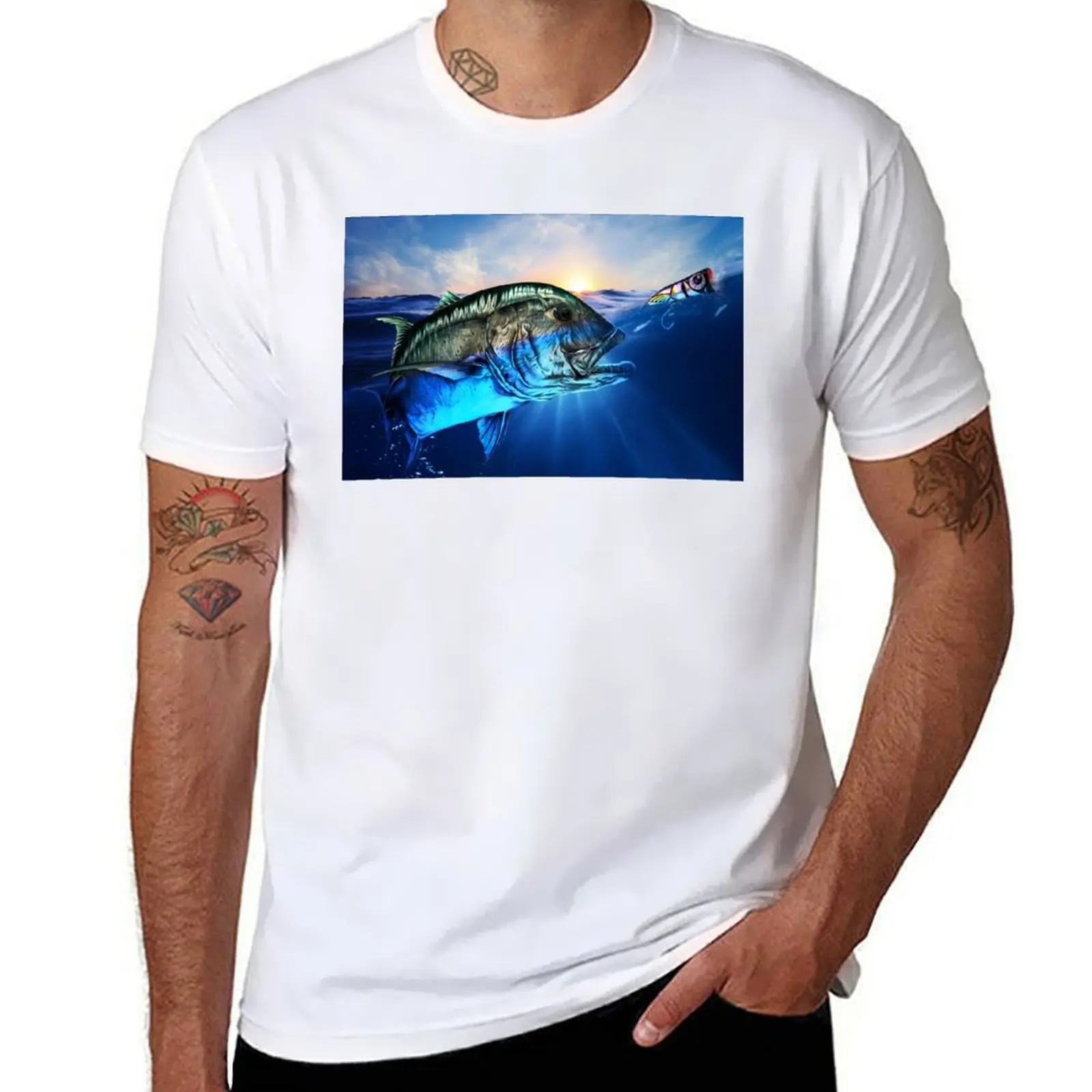 

Giant Trevally and popper T-Shirt Breathable Mesh Panel T-Shirt