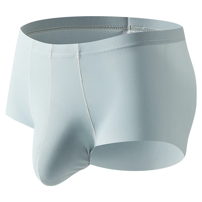 

Мужское нижнее белье из ледяного шелка, летние бесшовные дышащие боксеры, большие размеры, молодежные трусы-боксеры с высокой вилкой, бикини, слипоны Homme