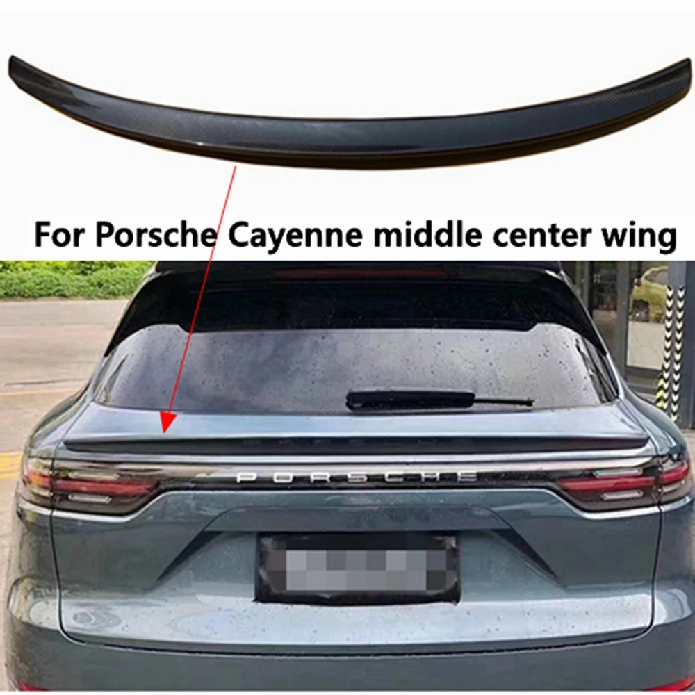 

For Porsche Cayenne 2018 - 2021 Car Rear Trunk Roof Middle Spoiler Wing Carbon Fiber Car Rear Trunk Boot Lip Wing