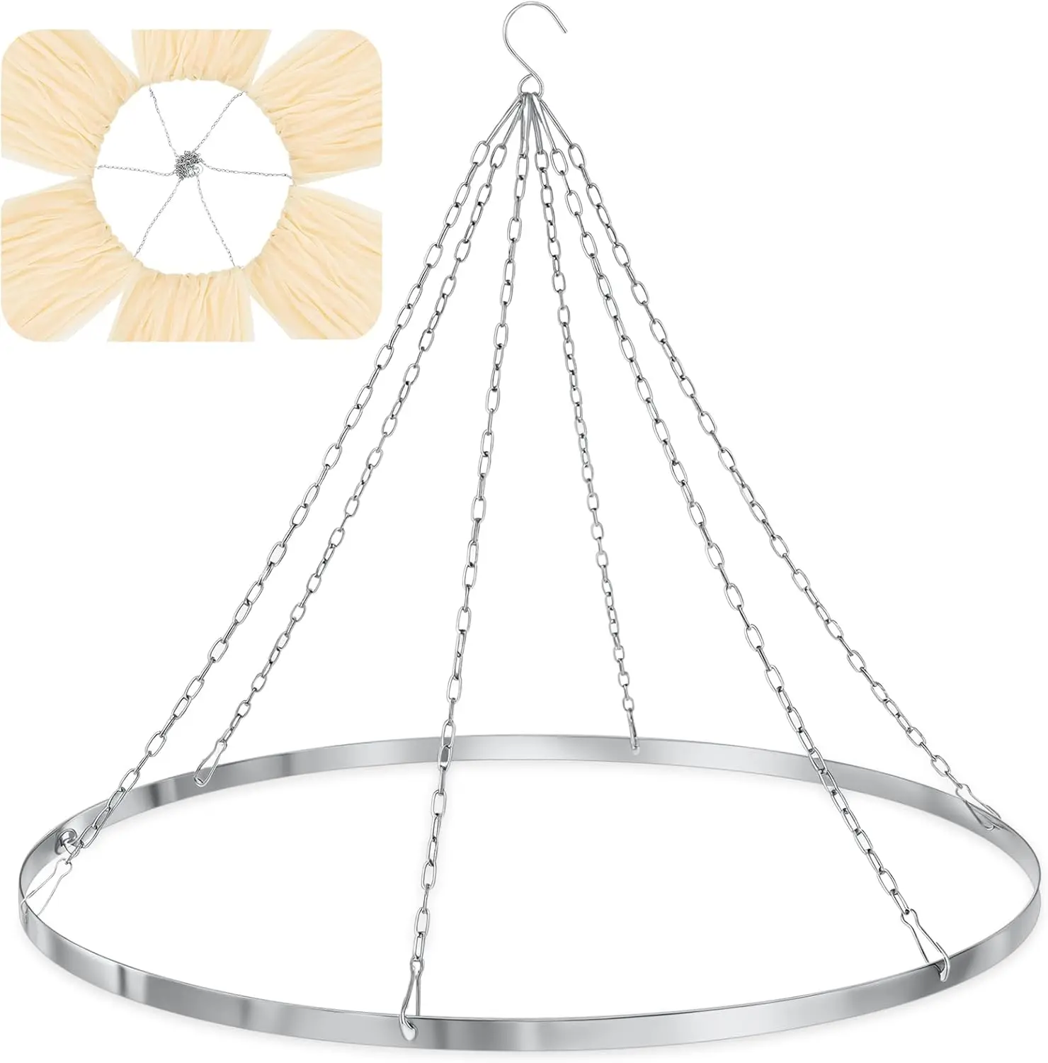 Kit de suspensão de cortinas de teto metálicas prateadas, 12/24 polegadas, kit de hardware de metal para cerimônia de festa de casamento, decorações de teto