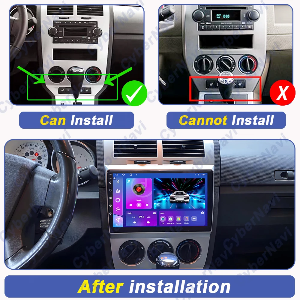 Android 16 For Dodge Caliber 2007 - 2010 Autoradio GPS Navigation 5G wifi BT Car Multimedia Player Carplay Auto DSP No 2din DVD