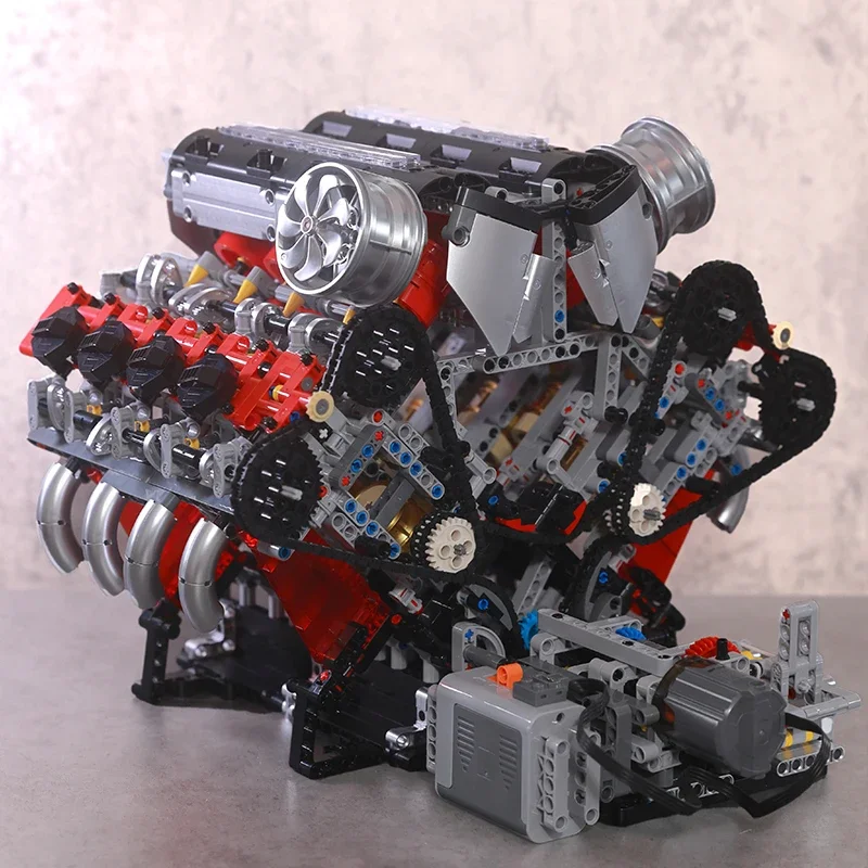 2718PCS V8 Motor Model kit Technische Auto MOC V8 Motor Supercar Model Assemblage Auto Bouwstenen Baksteen Speelgoed voor Jongens Geschenken