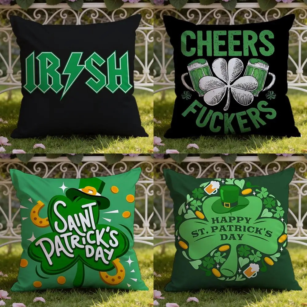 Holiday St. Patrick's Day Cushion Cover Home & Car Dual-Scene Pillow Cover: Reversible for Premium Comfort