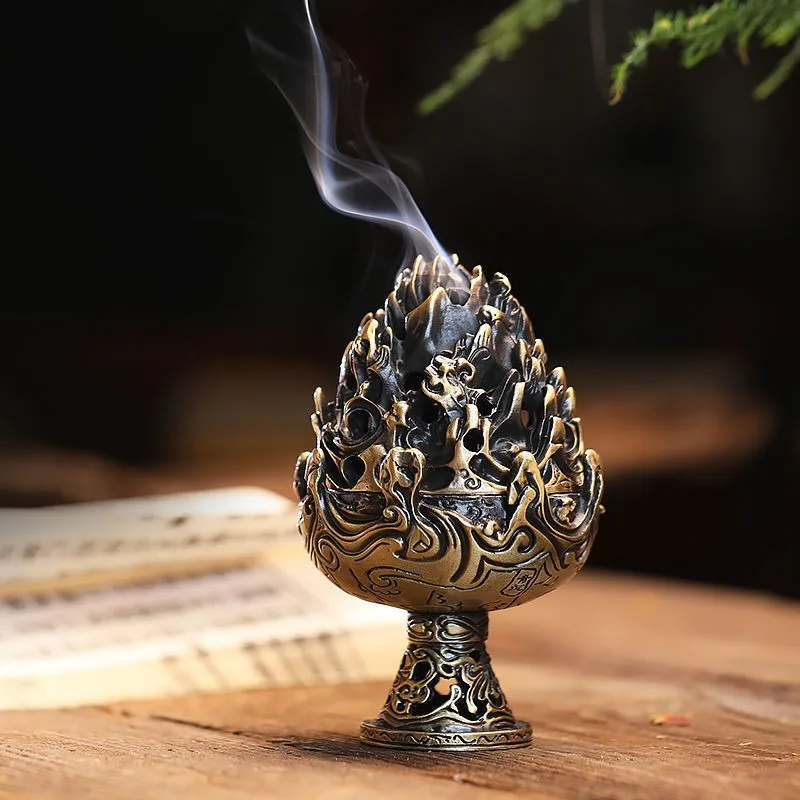 YXYMCF Alloy Mini Boshan Incense Burner Chinese Ancient Home Indoor Decoration Sandalwood Stick Cense Holder Desk Ornaments