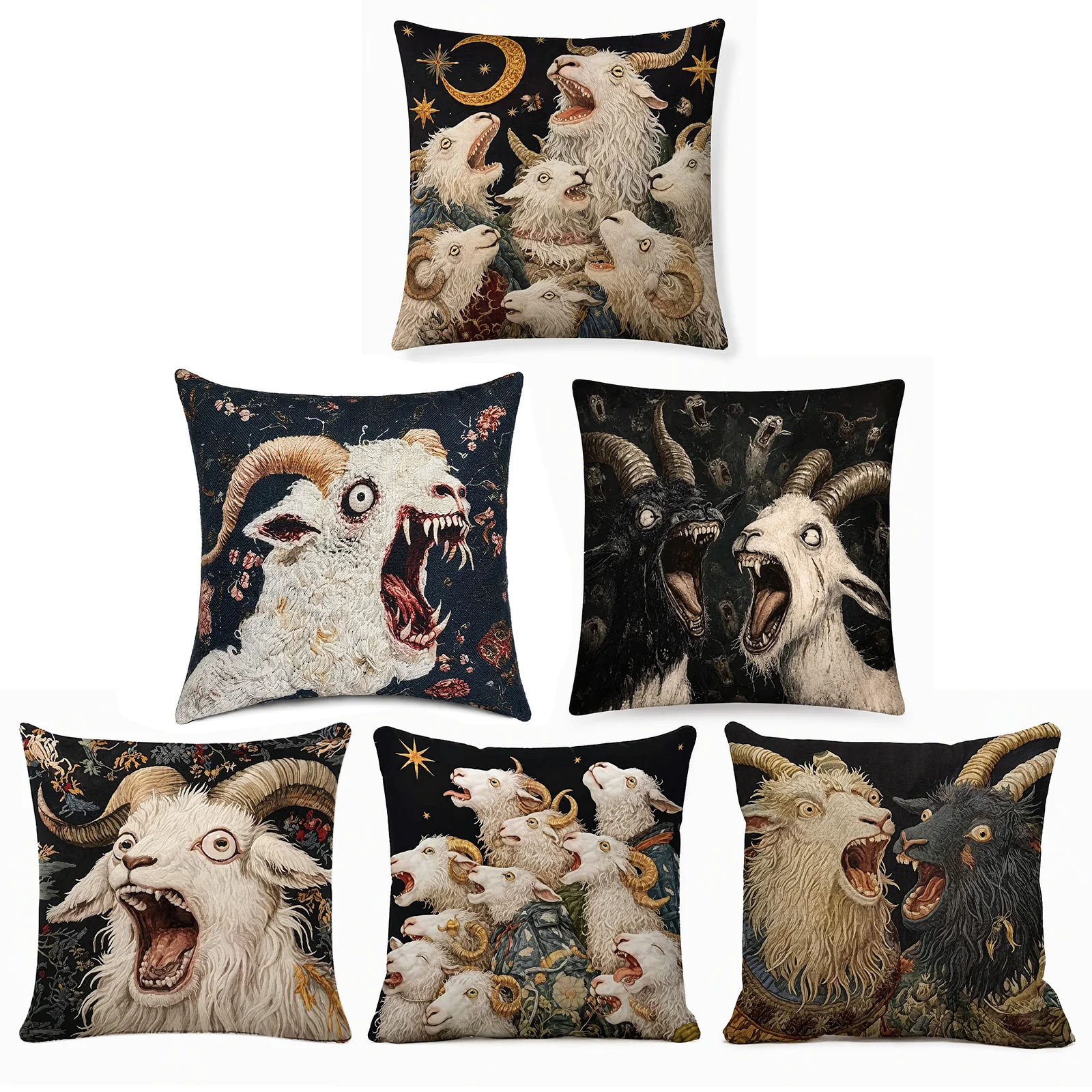 Screaming Goats Pillow Cover Washable Decorative Pillowcase Reusable Couch Cushion Covers for Home Sofa Living Room Decoration