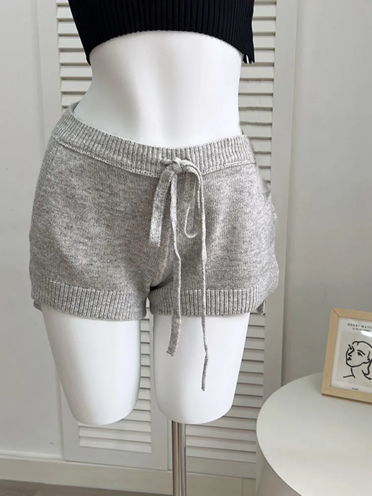 Spring Summer Casual Sports Shorts Lace Up Women Grey Gyaru Elastic Waist Elastic Waist Hot Pants Exercise Cozy Classical Simple