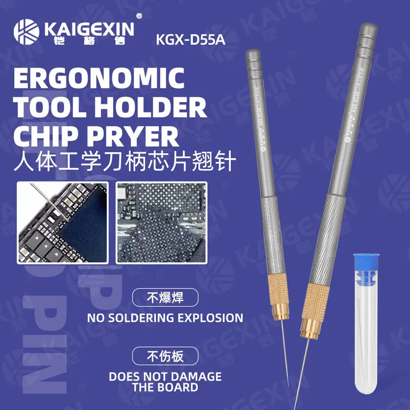 KAIGEXIN KGX-D55A Chip Pryer Set Non-Slip Handle Durable Metal Needle High Precision for Phone Motherboard Repair Soldering Work