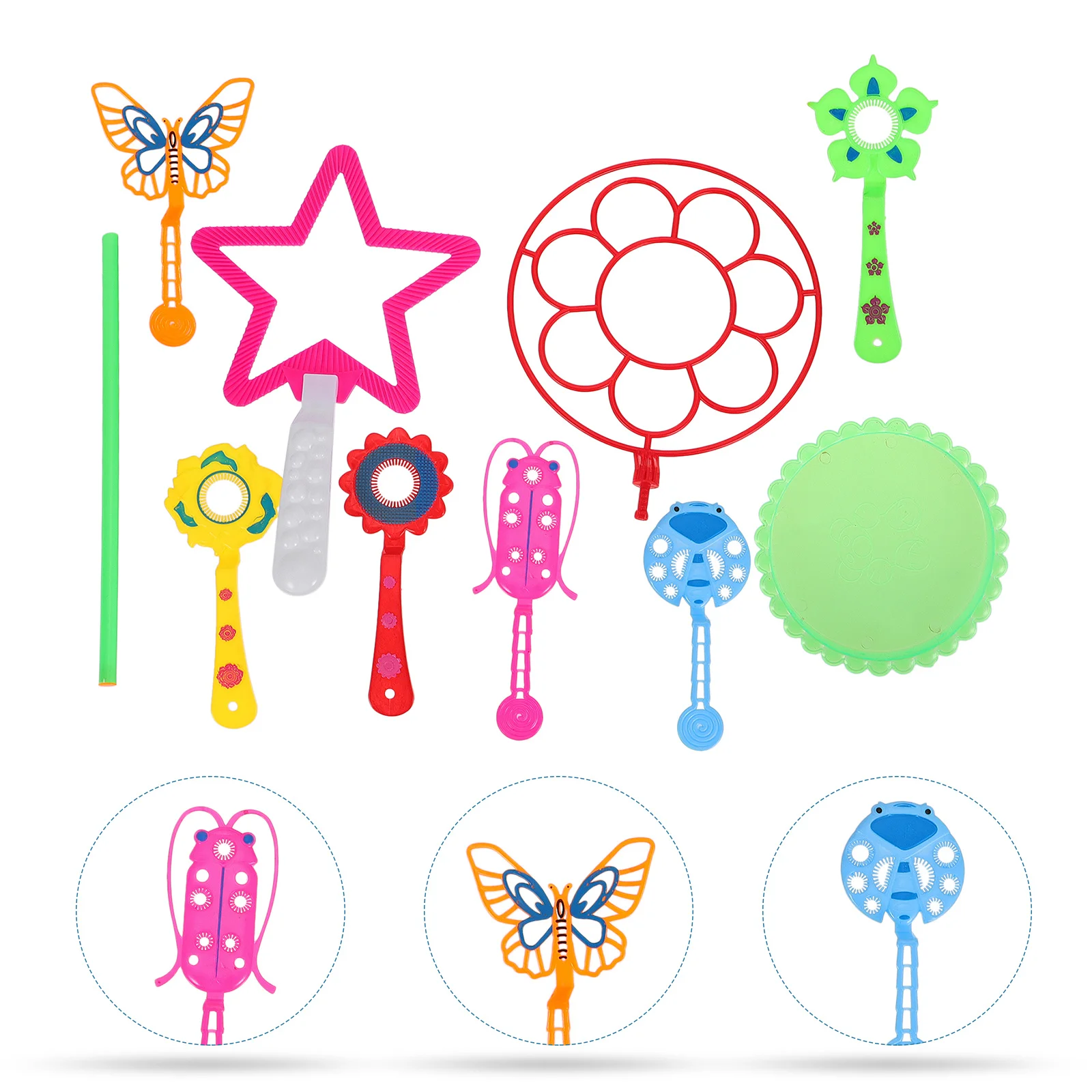 9-delige Bubble Maker Set Kleurrijke toverstokken Voldoende hoeveelheid Ontmoetbehoeften Geschikt voor elke outdoor-evenementen Bubble Wand Set