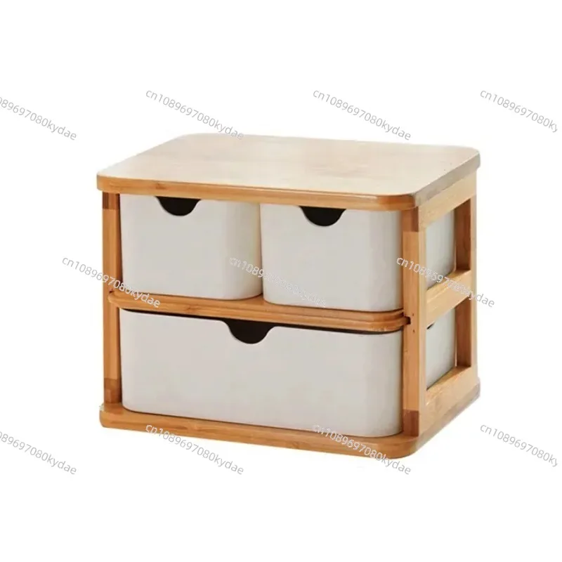 Multi-layer Bamboo Fiber Desktop Storage Rack Drawer Style Cosmetic Home Biodegradable Bamboo and Wood Storage Decoration