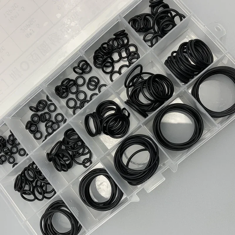 CS 1.5mm 225Pcs Black NBR O Ring Kit Oilproof Watertight Gasket Washer Multi Size Rubber Seals for plumbing and machinery