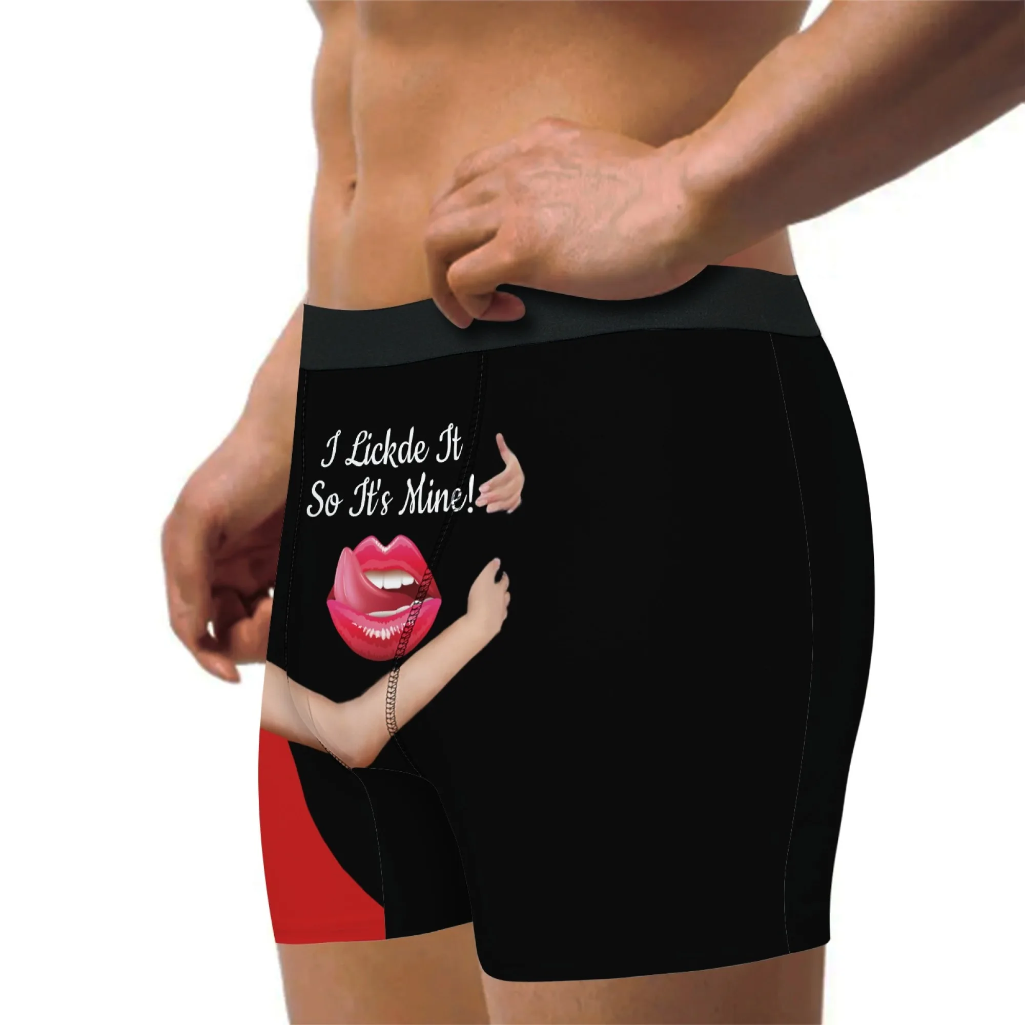 هدية مثيرة مخصصة الوجه الرجال الملاكم ملخصات فستان أحمر الوردي اللسان النص طباعة رومانسية الحلو عيد الحب هدية للذكرى السنوية #6