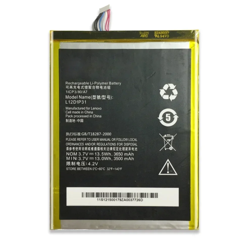 Lithium Polymer Battery L12D1P31 L12T1P33 3650mAh For Lenovo IdeaTab Lepad A1000 A1010 A5000 A3000 A3000-H