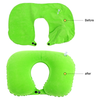 2 pcs Inflatable U Shaped Neck Pillows Travel Support Lightweight EcoFriendly Flocking Sleep Pillows Comfortable Cushions
