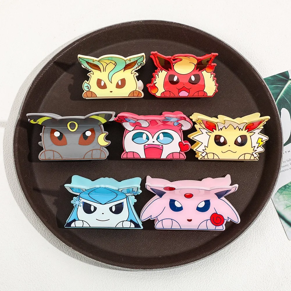 Cute Pokemon Eeveelutions Acrylic Hair Claw Clip Cartoon Anime Ponytail Holder Women Fashion Hair Accessories view 6
