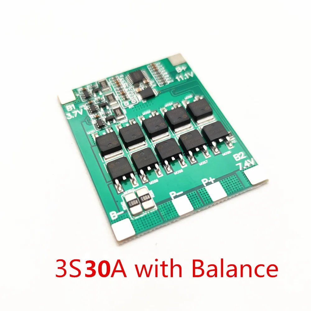 3S 18650 BMS 30A 11.1V PCB Pcm Charging 12.6v for Li Ion Battery Accessories 12V Pcba  with Balance