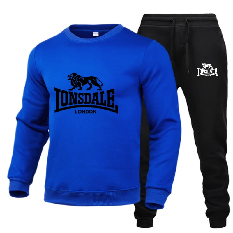 Lion Animal Print Round neck Sportwear+Pants Suit Long Sleeve Pullover Men\'s Sportswear Tracksuit Outfit Two Piece Jogging Set