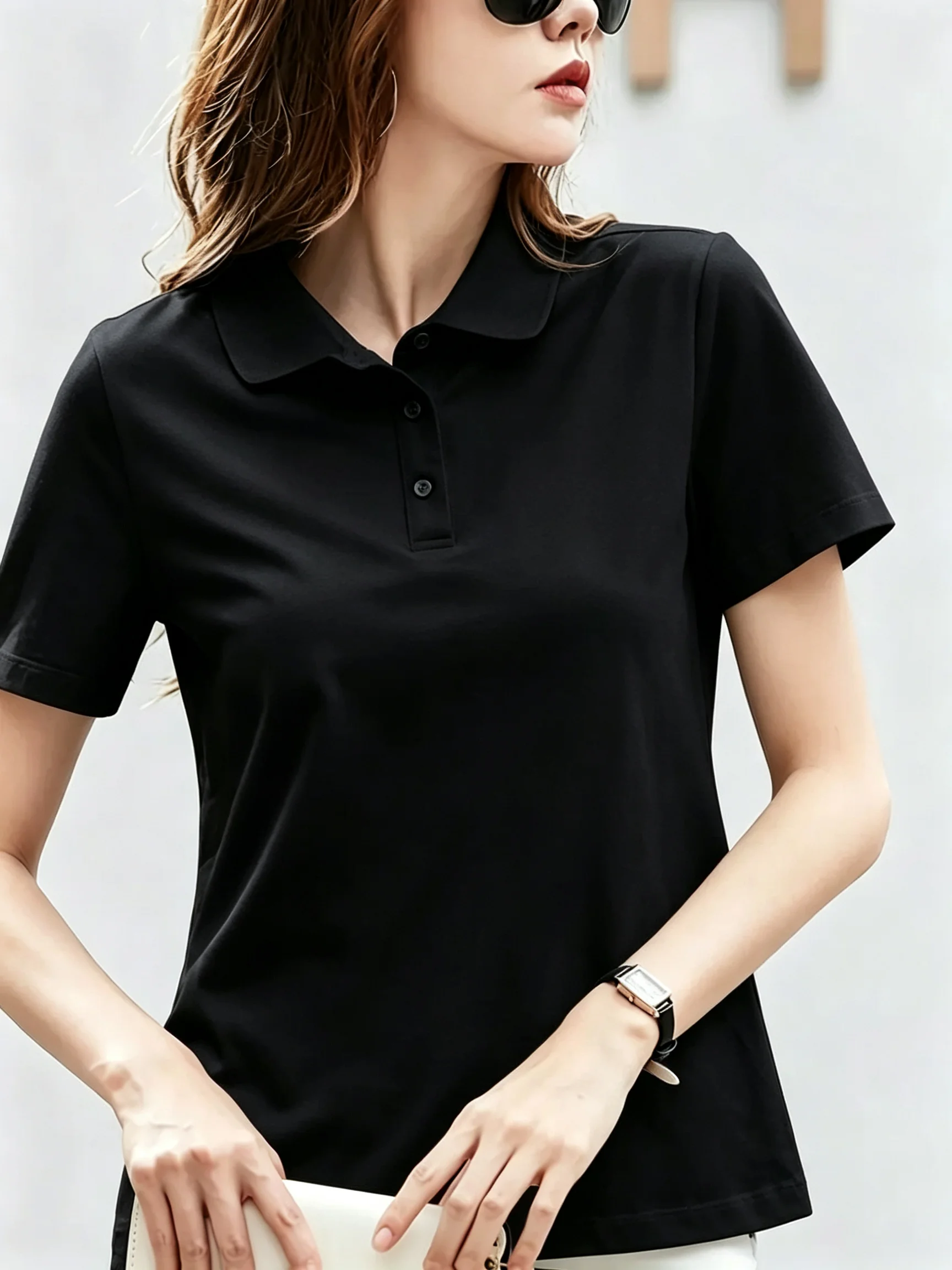 Summer Women's Trendy Polo Shirts Casual Style Men Breathable Golf Shirts Tee Tops Unisex Streetwear Oversized White Top shirt