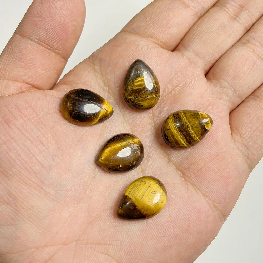 Natural Stone Tiger Eye Cabochons Fashion Water Drop Shape Cabochon Cameo No Drilled Hole Semi-precious Cameo fit Pendant Ring