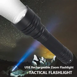 Powerful 30W LED Flashlight 5000 lumens Spotlight Range Shot Long Flash light 5 modes Tactical Lantern 21700 Rechargeable Torch